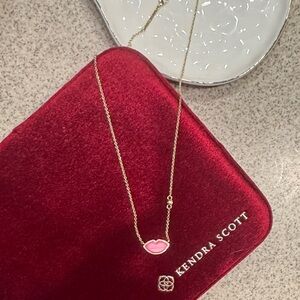Kendra Scott Gold Necklace with Pink Lip Charm